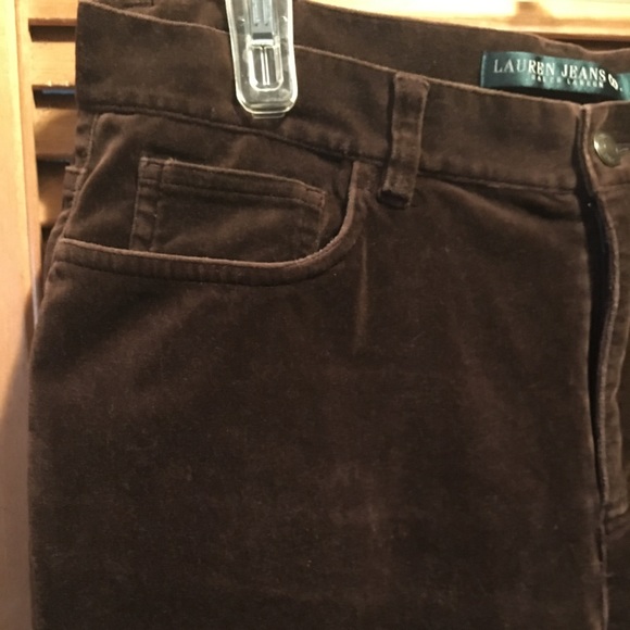 Lauren Ralph Lauren Brown Velour Jeans - Picture 3 of 8